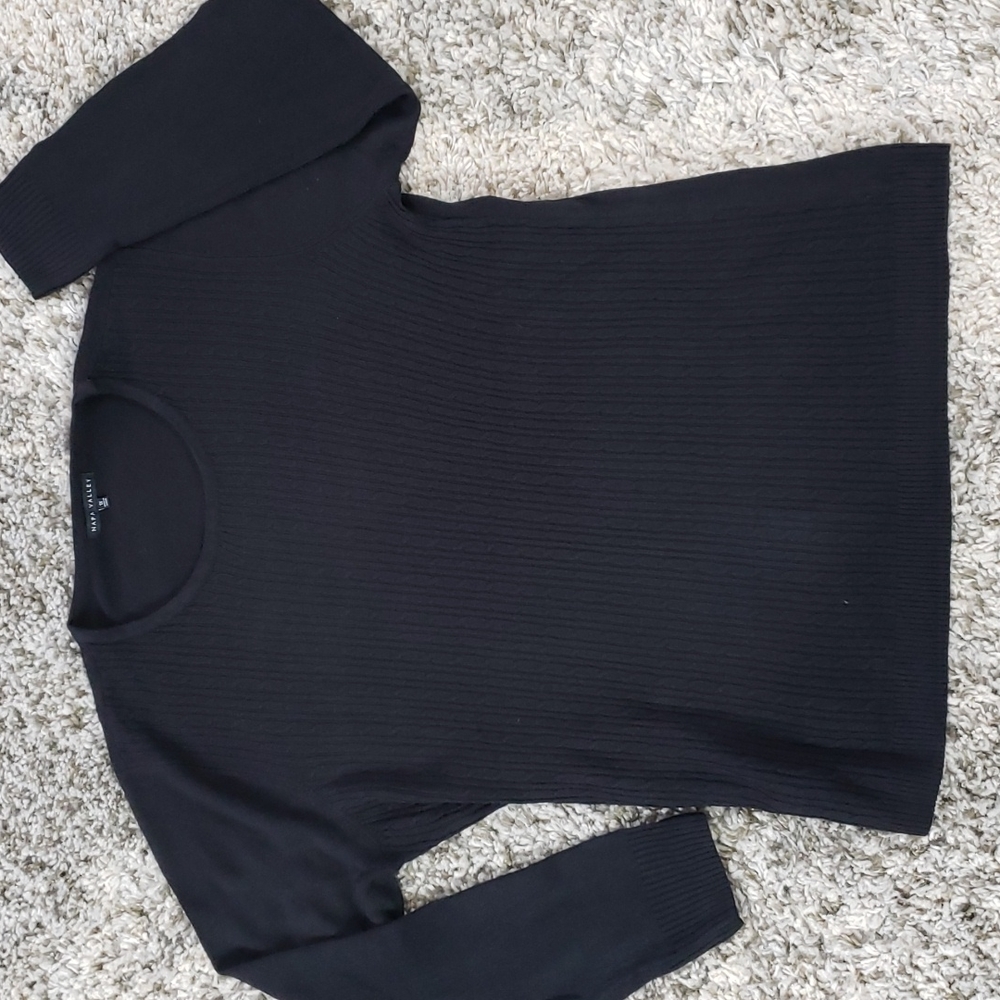 Napa Valley Black Cableknit Long Sleeve Sweater